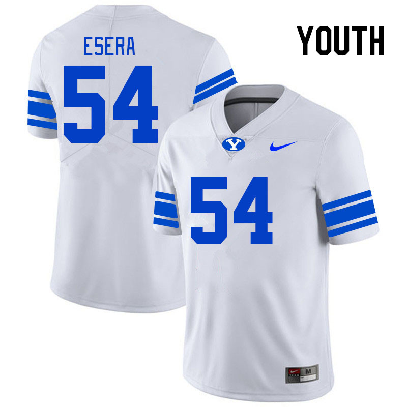 Youth #54 Siale Esera BYU Cougars College Football Jerseys Stitched Sale-White - Click Image to Close
